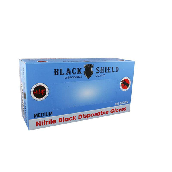 Hi Lift Black Shield Nitrile Disposable Gloves 100pk Small, Medium or Large